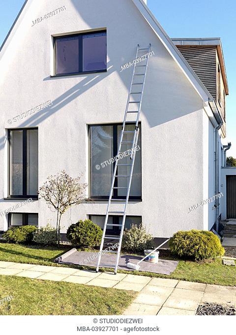 House, facade, glide, high, ladder