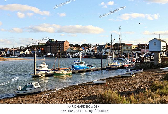 England, Norfolk, Wells-Next-The-Sea. Looking towards the quay area from the sea wall