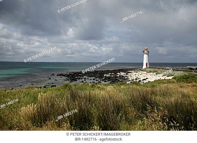 The Griffiths Island Lighthouse at Port Fairy, Victoria, Australia
