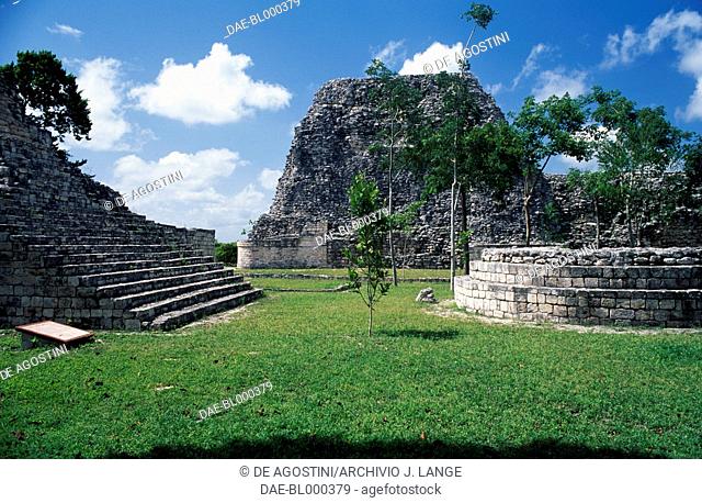 View of the square of the ceremonial centre in Becan, Campeche, Mexico. Mayan civilisation, 3rd-10th century