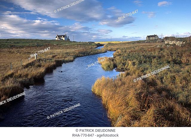 Traditional crofting land, at Howmore, Tobha Mor, South Uist, Outer Hebrides, Scotland, United Kingdom, Europe