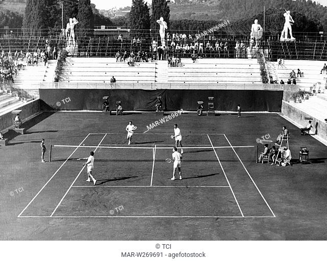 rome, tennis italian championship, orlando sirola and nicola pietrangeli, 1955