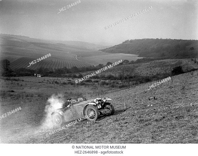 MG J2 competing in the London Motor Club Coventry Cup Trial, Knatts Hill, Kent, 1938. Artist: Bill Brunell