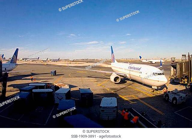 Continental Airways aeroplane airplane jet aircraft refuels at Newark Liberty International Airport New Jersey USA United States of America North