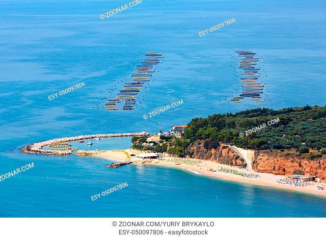 Summer sea coast Cala Rosa Contrada Mattinatella, Mattinata, on the Gargano peninsula in Puglia, Italy