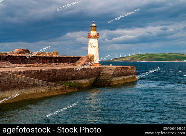 The West Pier Lighthouse in Whitehaven, Cumbria, England, UK