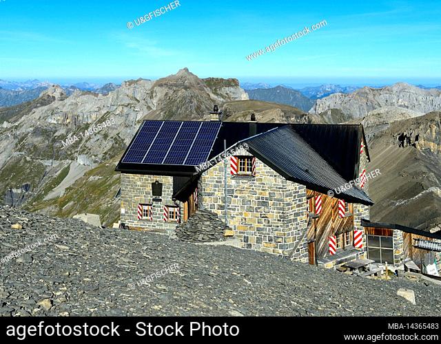 Blüemlisalp hut of the Swiss Alpine Club, SAC, Bernese Alps, Kandersteg, Switzerland