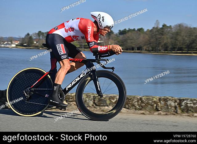 Belgian Philippe Gilbert of Lotto Soudal pictured in action during the fourth stage of 80th edition of the Paris-Nice cycling race, an individual time trial