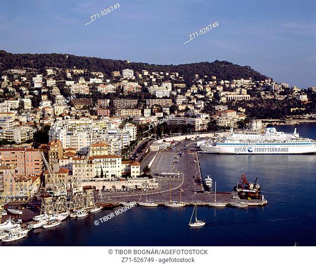 France, Côte d'Azur, Nice, harbour, aerial view