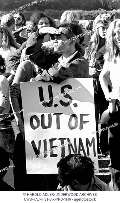San Francisco, California: November 6, 1971 The end of the March For Peace parade in Golden Gate Park