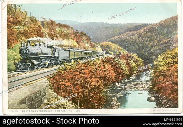 Western Express in the Berkshire Hills, Massachusetts. Detroit Publishing Company postcards 11000 Series. Date Issued: 1898 - 1931 Hills Streams - Massachusetts...
