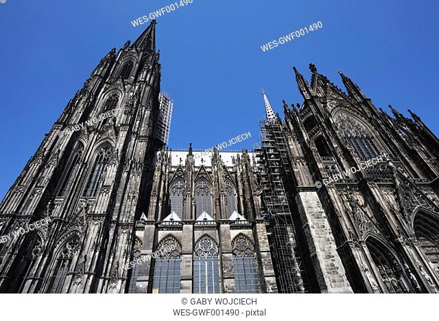 Germany, Cologne, View of Cologne Cathedral against blue sky