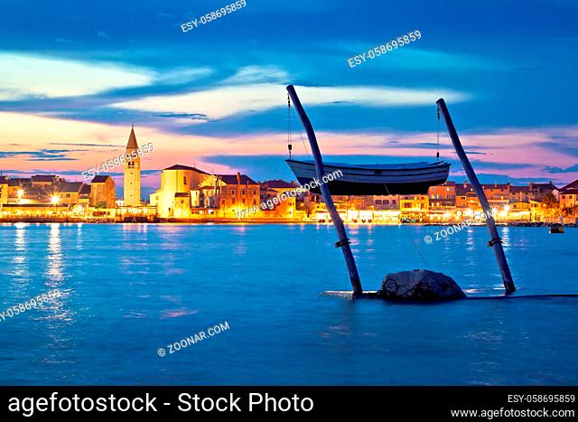 Town of Umag waterfront and coast evening view, tourist destination in Istria, Croatia