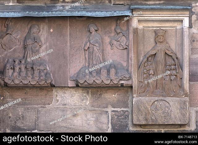 Epitaphs of the Mantle Madonnas, 14th century, Church of St. Sebald, Nuremberg, Middle Franconia, Bavaria, Germany, Europe