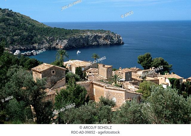 View over artist village Lluc Alcari western coast of Majorca Balearic Islands Spain
