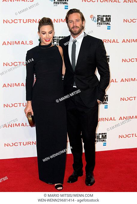 The BFI LFF Headline Gala of 'Nocturnal Animals' held at the Odeon Leicester Square - Arrivals Featuring: Armie Hammer, Elizabeth Chambers Where: London