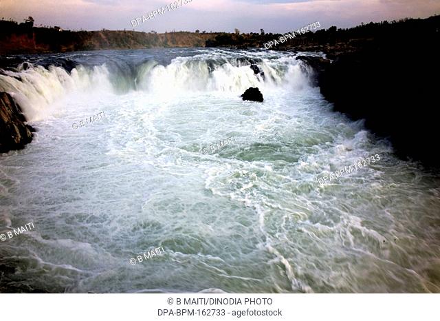 Dhuandhar falls of river narmada at sunset ; Bedaghat ; Jabalpur ; Madhya Pradesh ; India