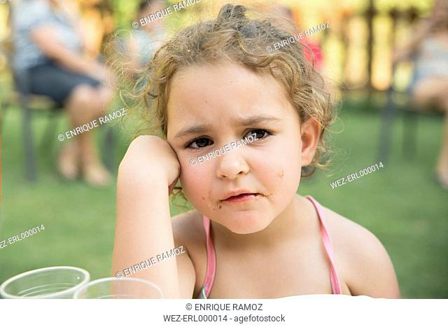 Portrait of unhappy little girl