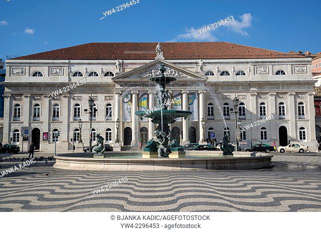 National Theatre D. Maria II, Rossio Square, Lisbon, Portugal