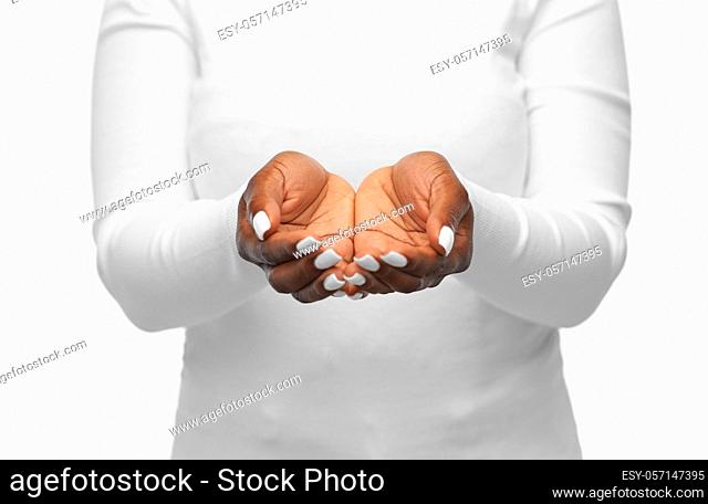 close up of african woman with empty hands