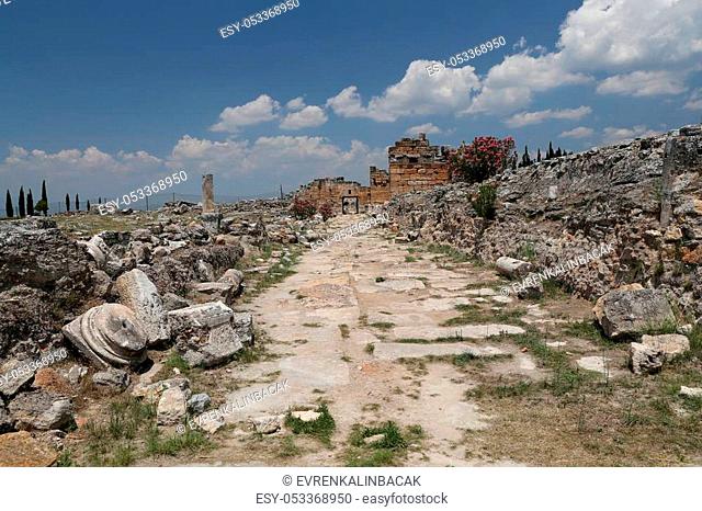 Frontinus Street in Hierapolis Ancient City, Pamukkale, Turkey