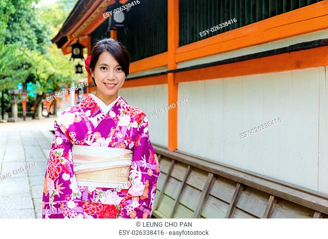 Japanese Woman wearing the kimono dress