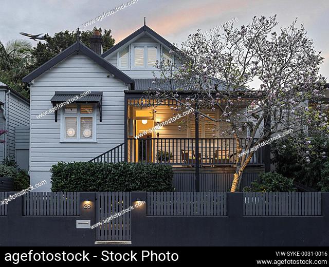 Front elevation highlighting original house from street. Lilyfield House, Lilyfield, Australia. Architect: TW Architects, 2022