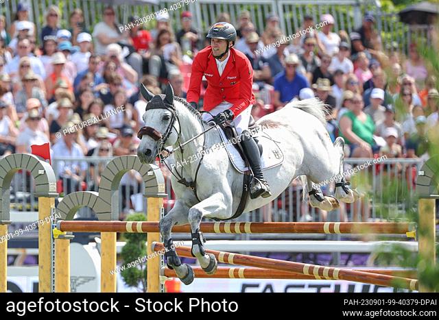 01 September 2023, Italy, Mailand: Equestrian sport: European Championship, show jumping, 3rd competition, 2nd round Nations Cup (individual and team)