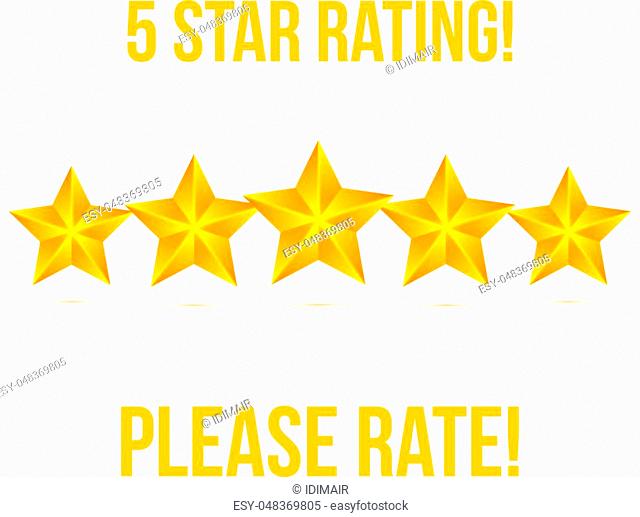 Five Star isolated on white background. Rating Stars Vector illustration