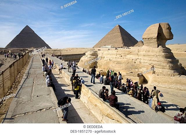 Tourists at the Sphinx and Pyramids