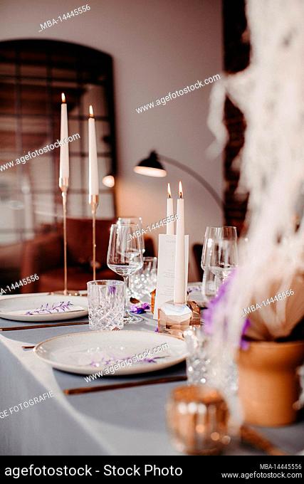 Festively set table with decoration