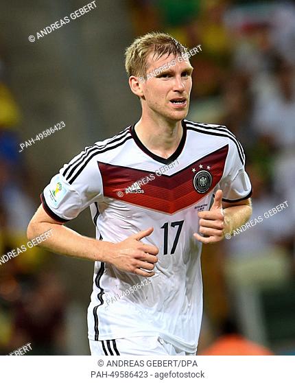 Per Mertesacker of Germany in action during the FIFA World Cup 2014 group G preliminary round match between Germany and Ghana at the Estadio Castelao Stadium in...