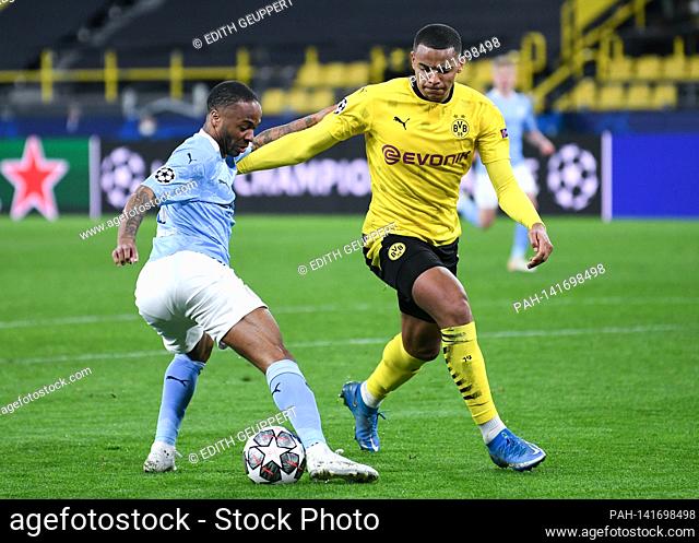duels, duel Raheem Sterling (MNC) b versus Manuel Akanji (BVB) / r. GES / Football / UEFA Champions League quarter finals