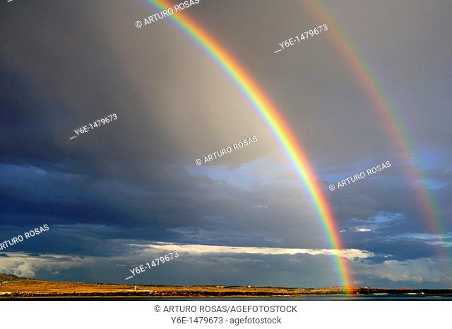 Double rainbow in Santillana Reservoir  Manzanares el Real Madrid, Spain