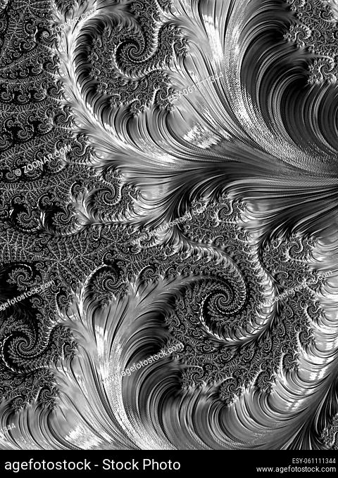 Abstract colourful background - computer-generated image. Classic fractal geometry - chaos curls and spirals, creating curlicue
