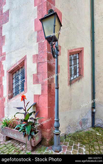 City hall, house facade, architectural monument, autumn, Rothenfels, Main-Spessart, Franconia, Bavaria, Germany, Europe