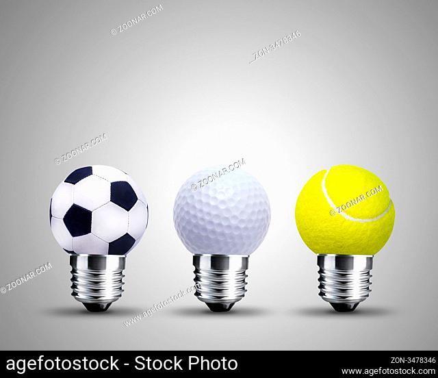 light bulb made from sport balls, light bulb conceptual Image