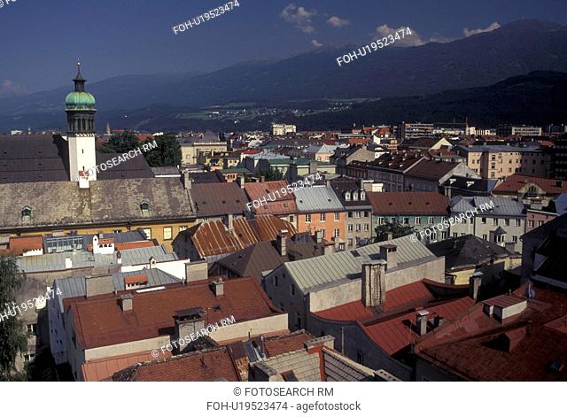 aerial, Austria, Innsbruck, Tirol, Alps, Aerial view of the city of Innsbruck