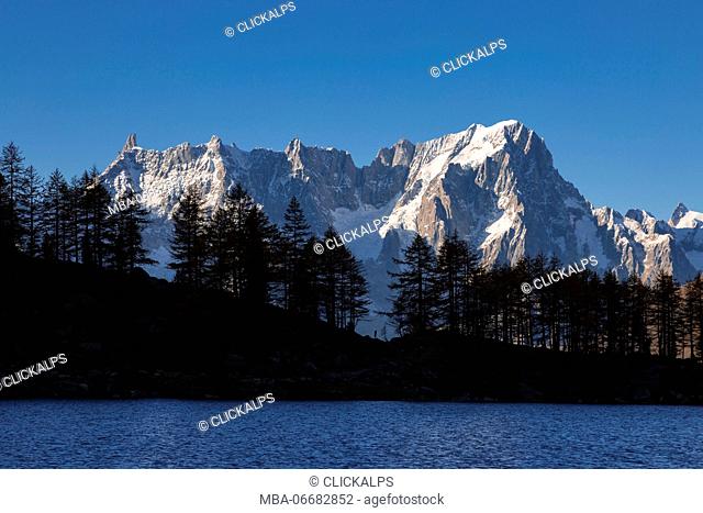 The Grandes Jorasses (Lake Arpy, Morgex, Aosta province, Aosta Valley, Italy, Europe)