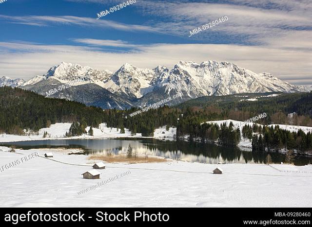 Karwendel mountains with Geroldsee in winter