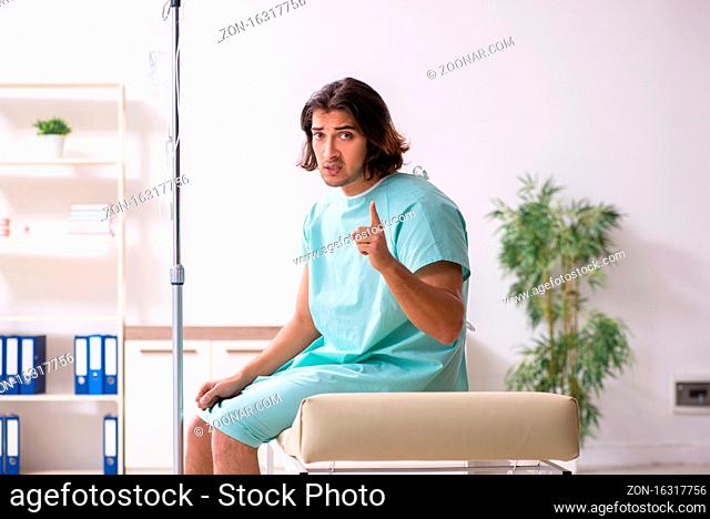 Young mad man in the hospital ward