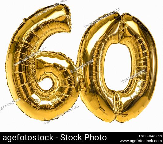 golden toned glossy sixties balloons isolated in white back
