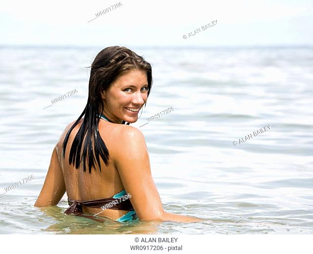 young woman in the water