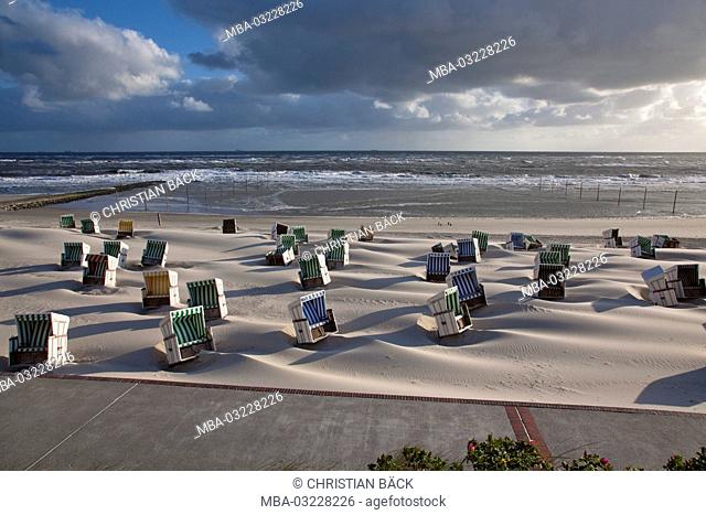 Beach on the island Wangerooge, the East Frisians, Lower Saxony, Germany, Europe