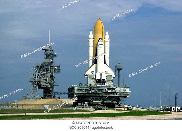 01/28/2002 -- Space Shuttle Columbia, atop its Mobile Launcher Platform, begins the ascent up the incline to Launch Pad 39A