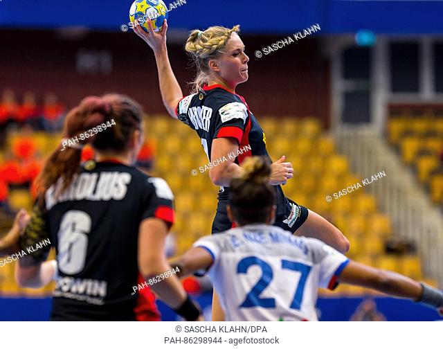 Germany's Anne Hubinger in action during the Women's handball European Championships match between Germany and France in Kristianstad, Sweden, 6 December 2016