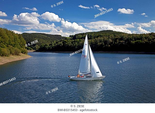 sailing boat on the Biggesee, Germany, North Rhine-Westphalia, Sauerland, Attendorn