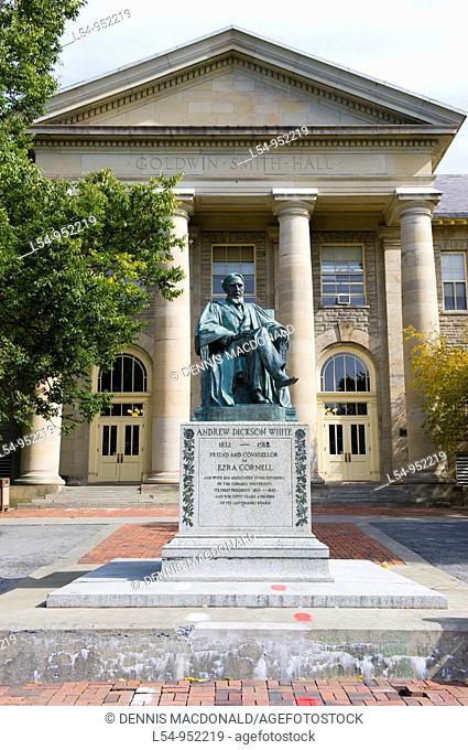 Statue of Andrew Dickson White in front of Goldwin Smith Hall Cornell University Campus Ithaca New York Finger Lakes Region