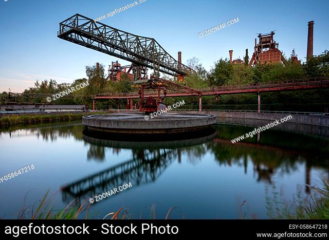 DUISBURG, GERMANY - SEPTEMBER 18, 2020: Industrial heritage of the old economy, ruin of steelmill in the Landschaftspark Duisburg on September 18