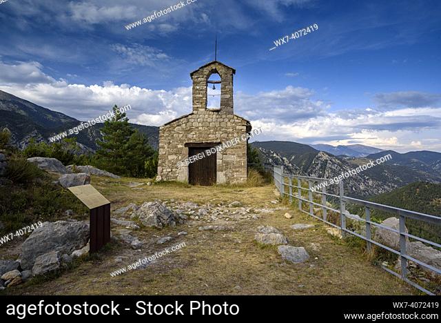 Hermitage of Santa Maria del Castell in Saldes, at the base of Pedraforca (Berguedá , Catalonia, Spain, Pyrenees)